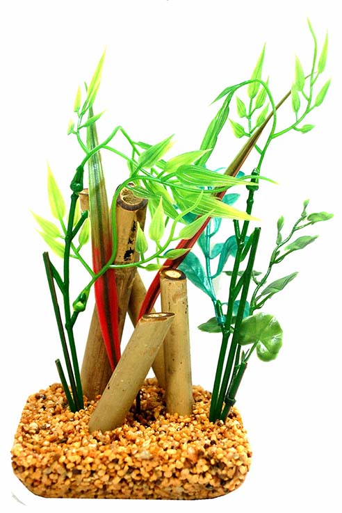 BAMBU CON PLANTAS PEQUEÑO 8.0X8.0X15.0CMS
