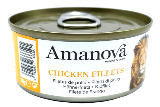 AMANOVA CAT CHICKEN FILLETS 70G LATA