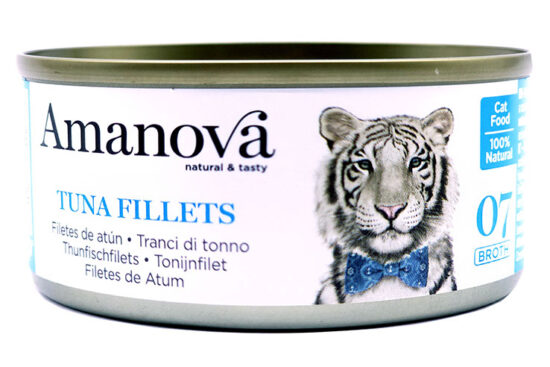 AMANOVA CAT TUNA FILLETS BROTH 70G LATA
