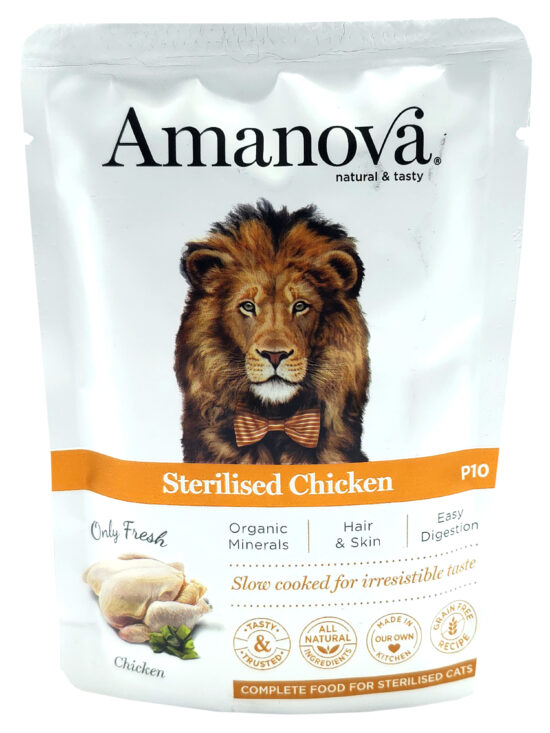 AMANOVA CAT WET STERILISED CHICKEN 85G SOBRE