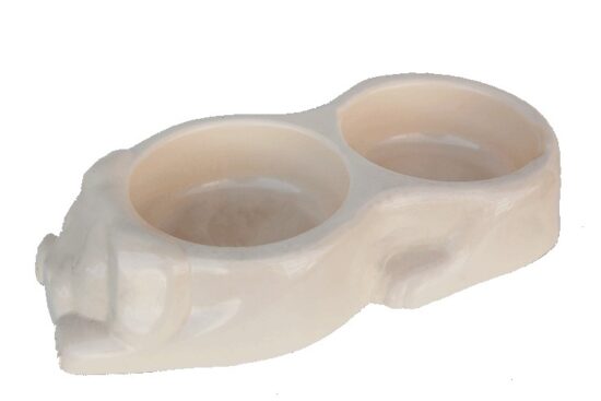 COMEDERO DOBLE ANTIDESLIZANTE CARA PERRITO 40.0X20.0X6.0CMS