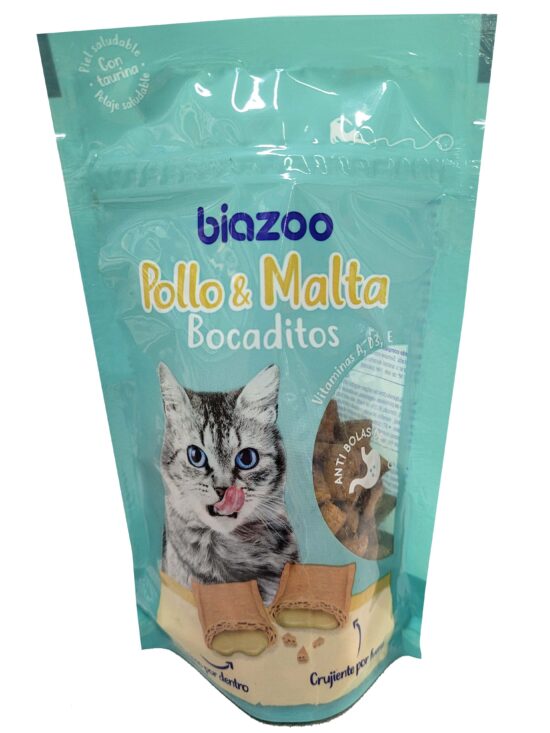 BOCADITOS DE POLLO Y MALTA GATO 60G