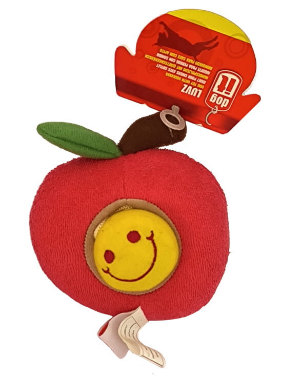 FRUTA MANZANA CON GUSANO 12CMS ROJA AMARILLA