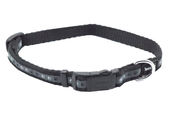 COLLAR NEGRO HUELLAS PATITAS 10MMX20-30CMS