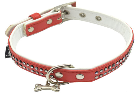 COLLAR POLIPIEL C. BRILLANTES 19M.0MMX45.0CMS ROJO  FREEDOG