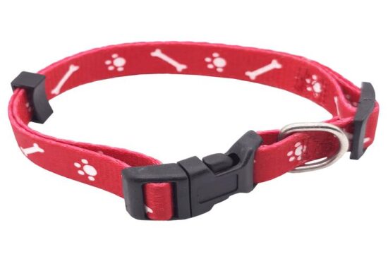COLLAR NYLON HUESOS HUELLAS 15.0MMX20.0-30.0CMS