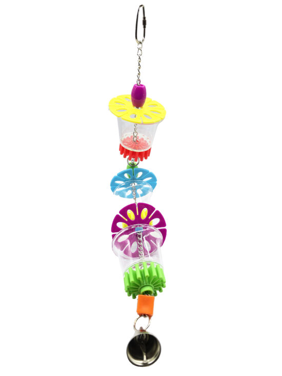 JUGUETE AVES DISPENSADOR 3 CUBOS 46CMS