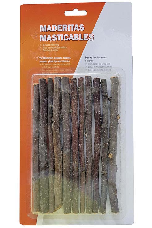 PALITOS MADERA ROEDORES 15CMS 10UNDS