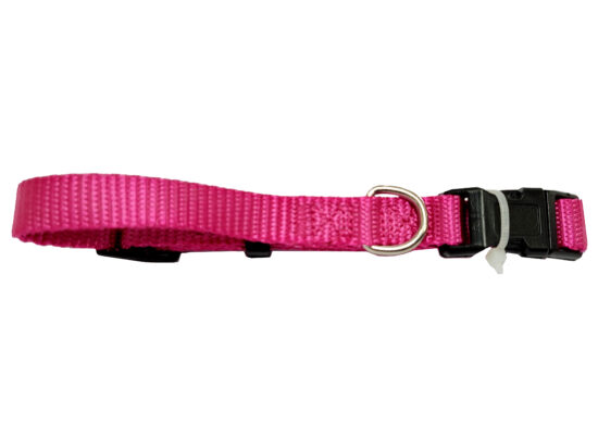 COLLAR LISO NYLON ROSA 10MMX20-30CMS