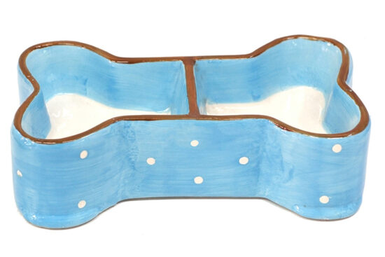 COMEDERO CERAMICA HUESO AZUL 24.5X6.5CMS