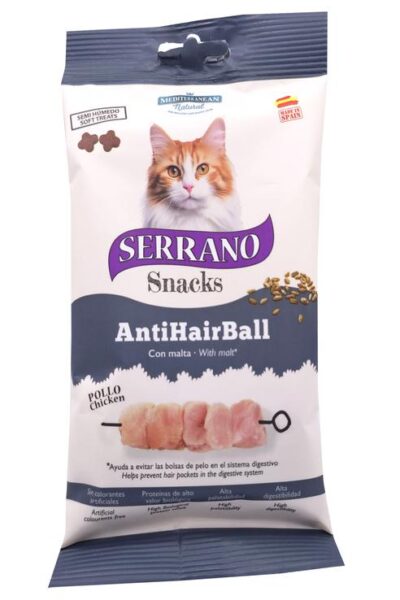 SERRANO CAT SNACKS ANTIHAIRBALL CHICKEN 50G