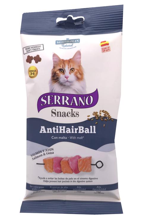 SERRANO CAT SNACKS ANTIHAIRBALL SALMON & TUNA 50G