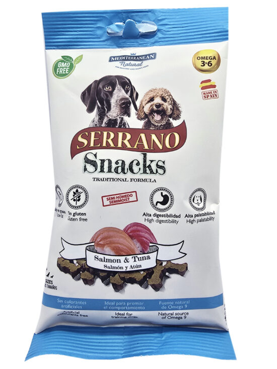 SERRANO DOG SNACKS SALMON & TUNA 100G