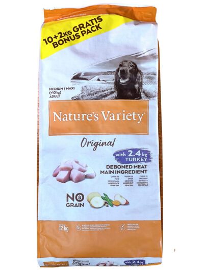 NV DOG ORIGINAL MEDIUM TURKEY 12KG 10+2KG