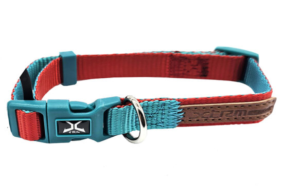 X-TRIM COLLAR DOBLE PREMIUM ROJO-TURQUESA 15MMX30-40CMS