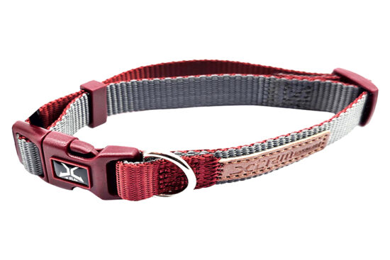 X-TRIM COLLAR DOBLE PREMIUM GRIS-GRANATE 25MMX48-66CMS